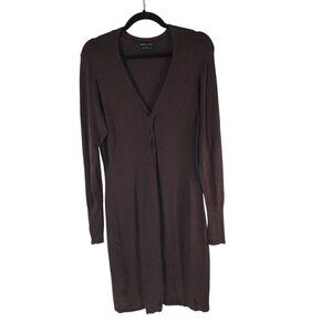 BCBG Maxazria Brown Long Sleeve Knit Sweater Dress V-Neck Size M